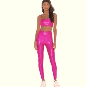 BEACH RIOT X REVOLVE Hologram Shine Top and Leggings Set In Fuchsia Rare, size S